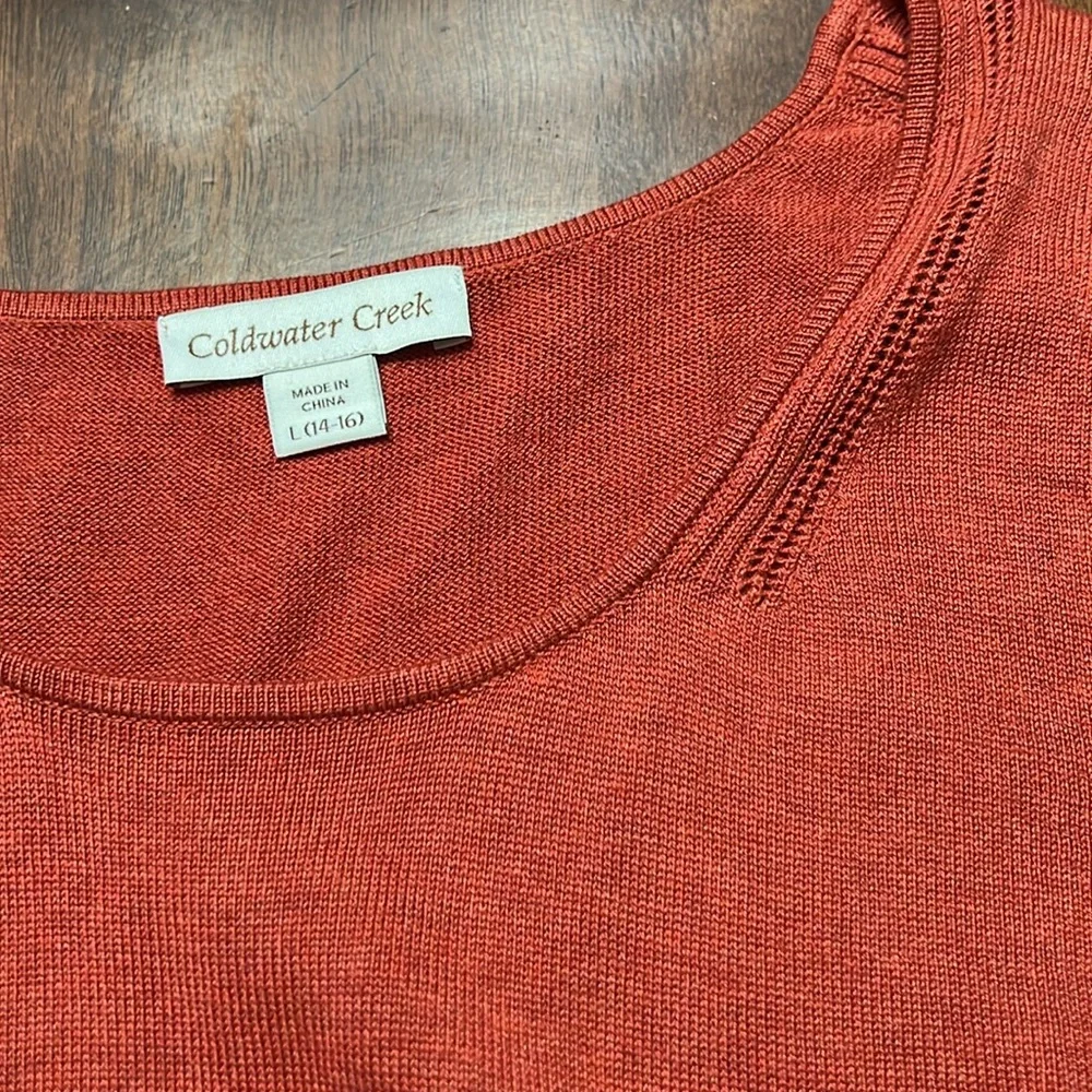 Coldwater Creek Orange Silk Cotton 2 Pc Tank and Button Down Cardigan Set Sz L - Picture 13 of 16